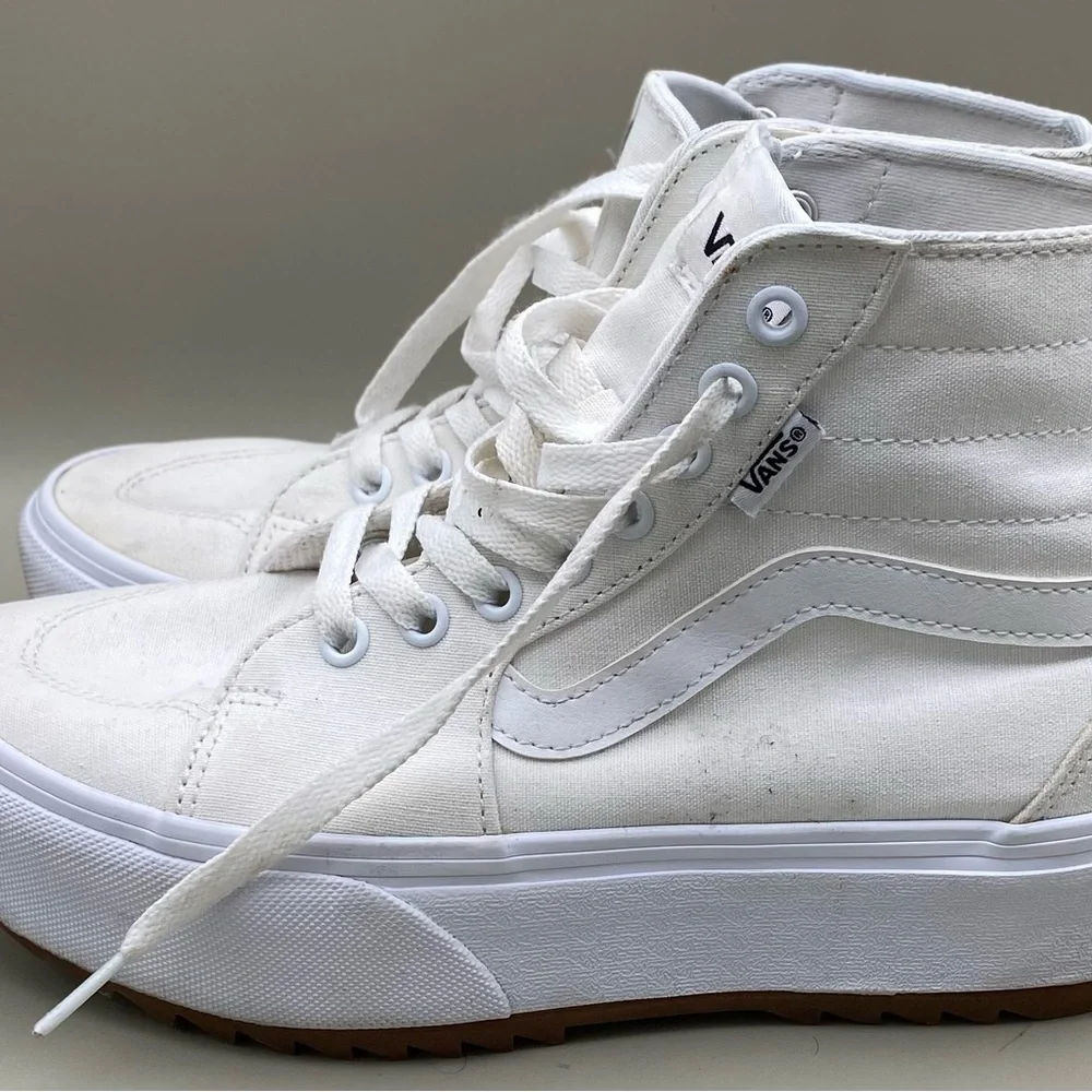 Vans Women’s Sk8-Hi Platform White Gum Sole High Top Skate Sneakers Shoes 7.5 - Picture 3 of 15